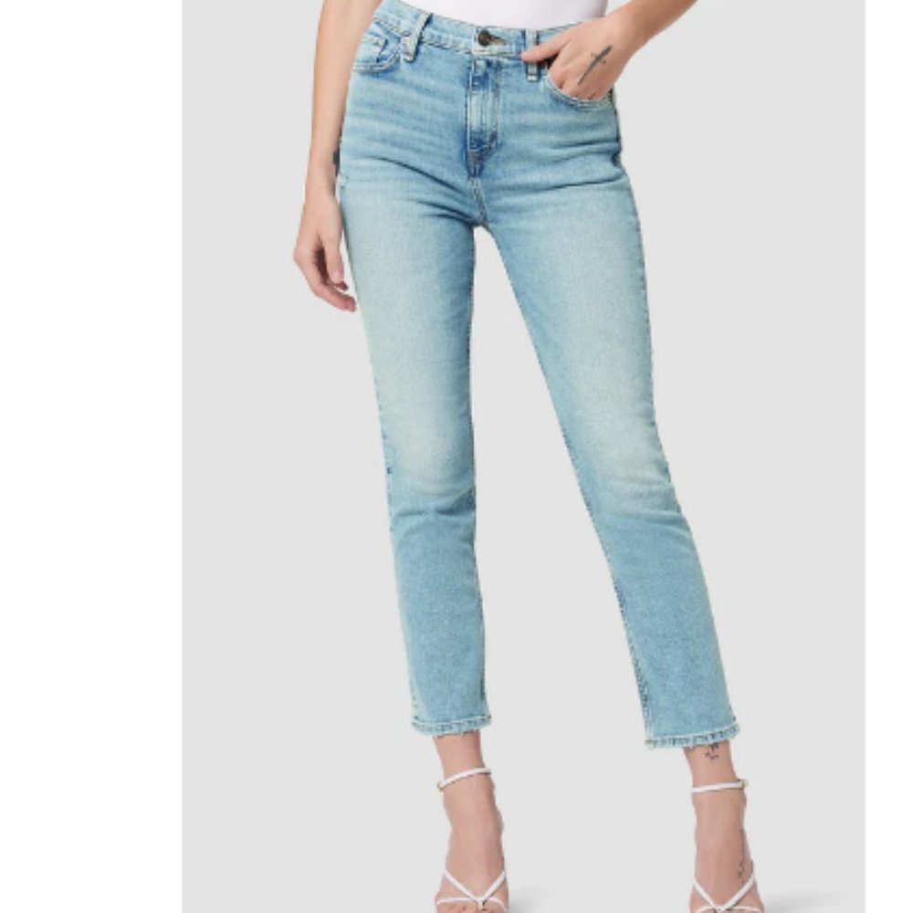 NWT HUDSON JEANS Holly High-Rise Straight Crop Jean Distressed 30 MSRP $195
